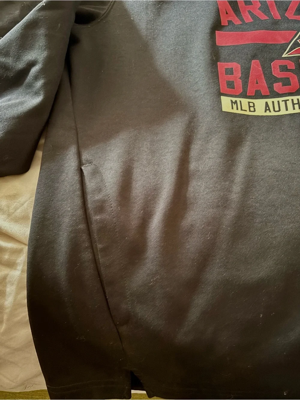 Majestic Black Arizona Baseball Pullover Hoodie with Red Print